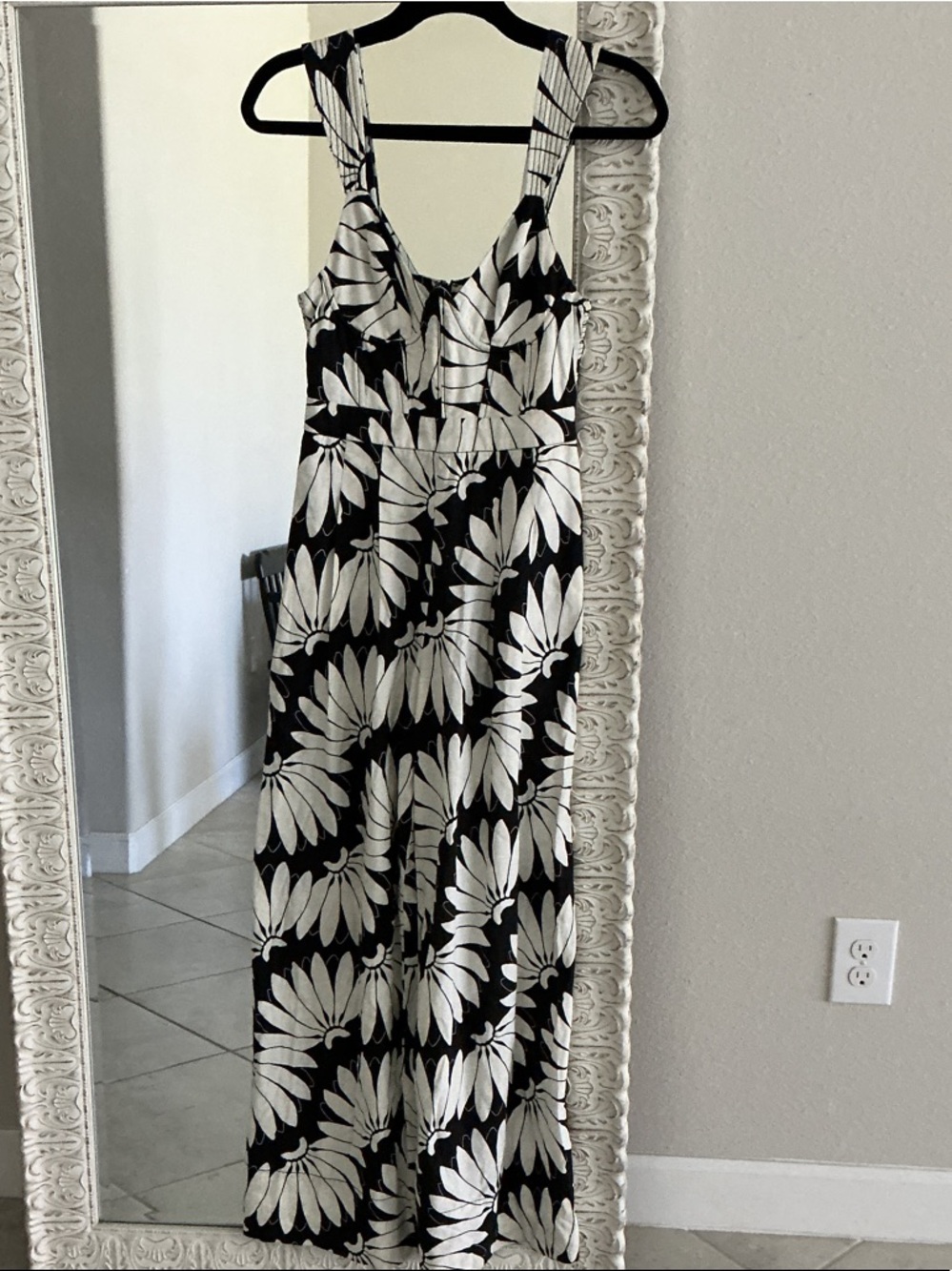 FARM Rio Copacobana Black & White Floral Wide Leg Jumpsuit